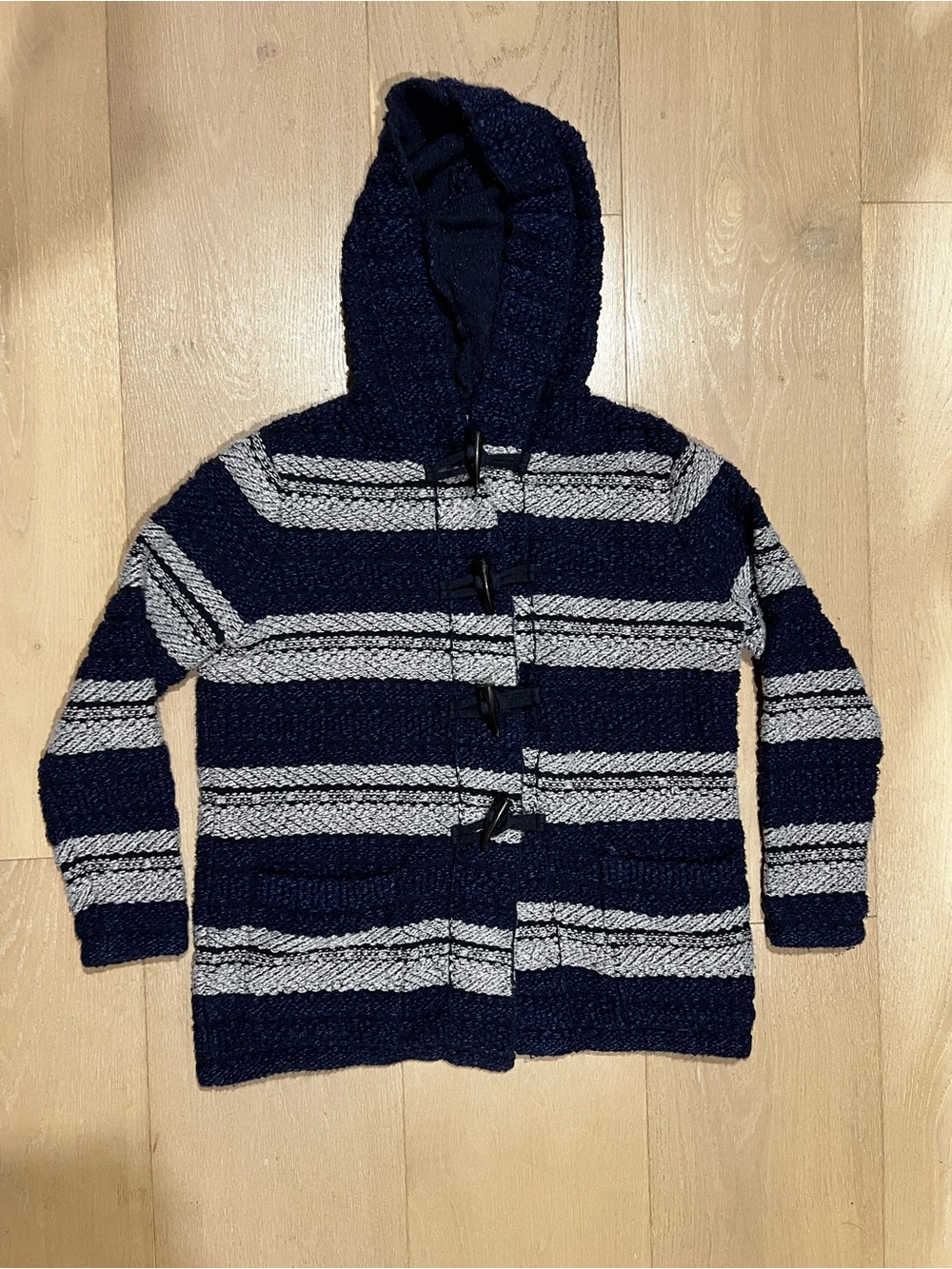 Chaps Ralph Lauren Coastal Striped Toggle Hooded Sweater Medium